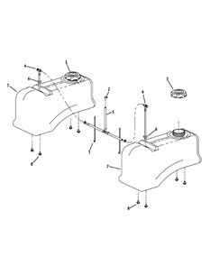 Fuel Tank Assembly Diagram and Parts List for S7237-KW 53CI8DU8050-37HP Cub Cadet Lawn Tractor